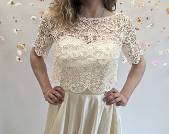 Guipure lace cover up bridal HONEY  Lace Top wedding lace topper crop top bridal bolero lace wrap