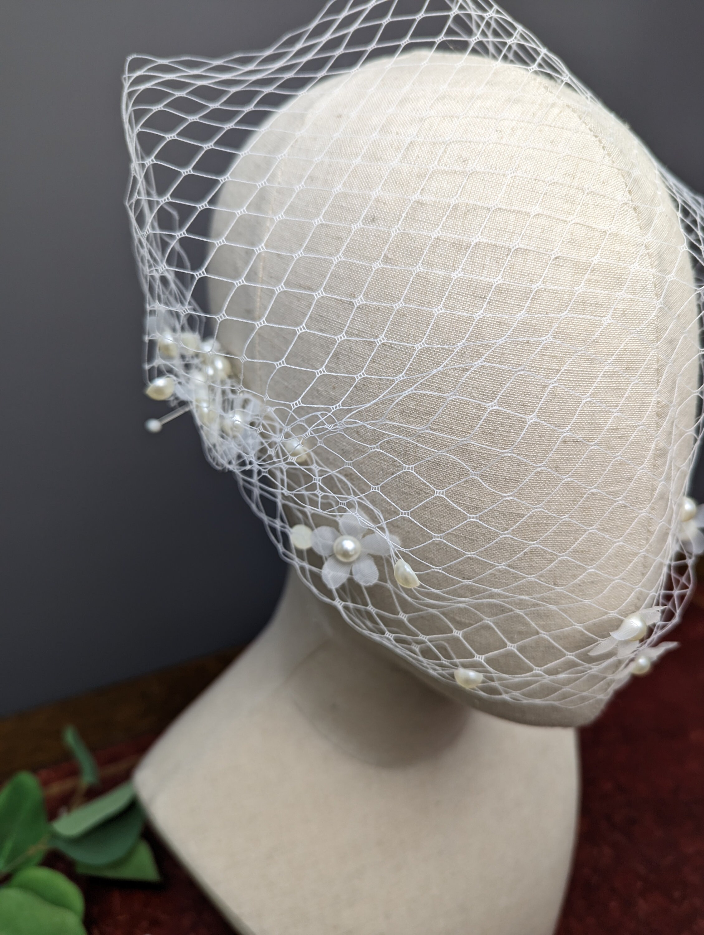 Bandeau Wedding Pearl Veil French Net Veil Bird Cage Veil 