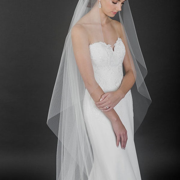 Waterfall Louise Veil Cascade Raw Cut Single Tier Veil Cathedral Veil Made-to-Order Veil Bespoke Veil