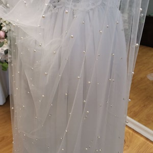 ADELINE pearl embellished Bridal caplet Bridal cover up separates Wedding wrap removable train Wedding Detachable Long Shawl image 5