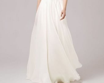 Wedding Chiffon Skirt Ivory Bridal Separates  CAROLINE Circle cut chiffon Skirt Plus size available Custom Order available