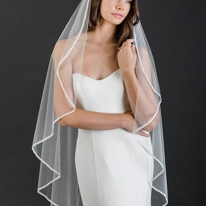 Waterfall Cascade Veil Embellished With dot Lace  Single Tier Veil, Cathedral Veil, Made-to-Order Veil,Bespoke Veil