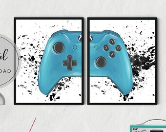 Gaming Wall Art Set of 2, Gaming Room Decor, Video Game Prints Set, Printable Gaming Wall Art Set, Gamer Gift, Gaming Room Prints, Digital