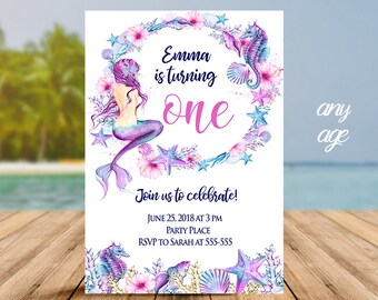 Seashells invitation | Etsy