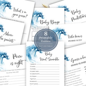 Ocean Baby Shower Games, Beach Baby Shower Games Bundle, Sea Baby Shower Games, Nautical Baby Shower Games Printable, N5