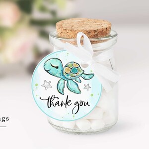 Etiquetas de agradecimiento de baby shower en la playa, etiquetas de regalo bajo el mar, etiquetas de agradecimiento bajo el mar imprimibles, etiquetas de favor de baby shower en la playa, T2