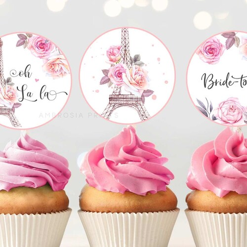 Paris Theme Cupcake Topper Eiffel Tower Cupcakes Bridal Etsy