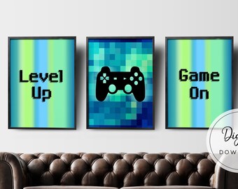 Gaming Wall Art Set of 3, Video Game Wall Art, Gaming Prints Set, Gaming Room Decor, Printable Wall Art, Video Game Party, Video Game Poster