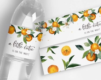 Little Cutie Baby Shower Decorations, Citrus Water Bottle Labels Printable, Cutie Water Bottle Labels, Clementine Orange Baby Shower, O1