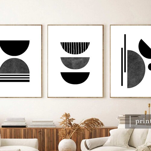 Black and White Wall Art Set of 3 Black and White Prints - Etsy