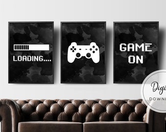 Gaming Wall Art Set of 3, Gaming Prints Set, Video Game Print, Gaming Room Decor, Printable Wall Art, Video Game Party, Video Game Poster