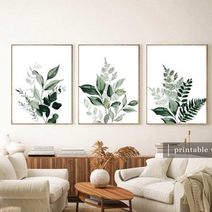 Botanical Wall Art Prints, Botanical Wall Art Set of 3 Digital, Leaf Prints Wall Art, Greenery, Botanical Prints Leaf, Botanical Print Set