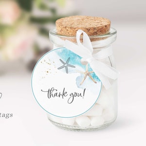 Etichette di ringraziamento per matrimonio sulla spiaggia stampabili, Etichette di ringraziamento per l'oceano, Etichette per bomboniere per matrimonio sulla spiaggia, Etichette regalo per conchiglie di mare da spiaggia, Etichette per bomboniere da spiaggia, B10