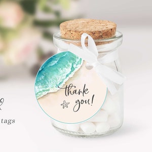 Beach Baby Shower Thank You Tags, Under the Sea Gift Tags, Ocean Bridal Shower Thank You Tags Printable, Beach Baby Shower Favor Tags, S1
