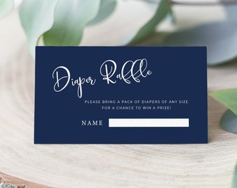 Navy Blue Diaper Raffle Ticket, Navy Diaper Raffle Printable, Ocean Baby Shower Games, Boy Diaper Raffle Ticket, Navy Blue Shower Games, NB