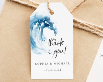 Beach Wedding Thank You Tags, Ocean Wedding Favor Tags, Ocean Wedding Gift Tags, Beach Wedding Favor Tags, Beach Wedding Gift Tag, N5