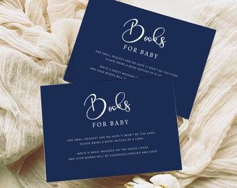 Navy Blue Books for Baby Card, Navy Books for Baby Printable, Blue White Baby Shower Games, Boy Books for the Baby Card, NB