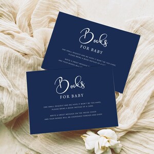 Carte de visite pour bébé bleu marine, livres marine pour bébé à imprimer, jeux de baby shower bleu blanc, livres pour carte de naissance garçon, NB