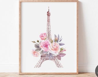 Paris Wall Art, Eiffel Tower Print, Travel Nursery Wall Art, Paris Nursery Decor, Girl Nursery, Instant Download Paris Printable Art, P3