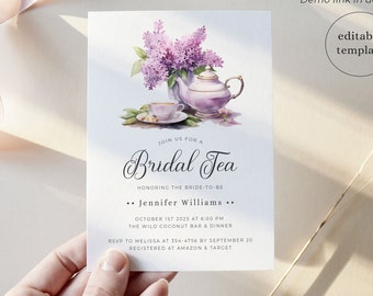 Bridal Tea Party Invitation Digital Download, Bridal Tea Invitation Template, Bridal Brunch Invitation Instant, Bridal Shower Tea Party