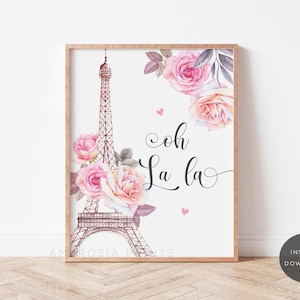 Paris Wall Art, Eiffel Tower Print, Paris Nursery Decor, Paris Nursery Print Girl, Paris Theme Party Decor, Paris Printable Art, P3