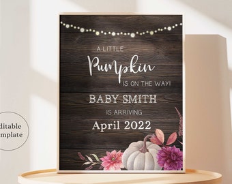 PRINTABLE Pumpkin Pregnancy Announcement, Fall Pregnancy Announcement ...
