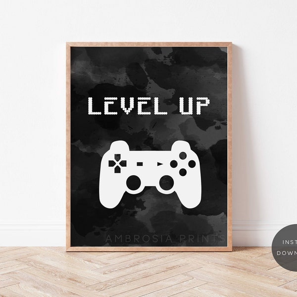 Video Game Wall Art, Gaming Room Decor, Video Game Print, Video Game Party, Instant Download, Video Game Poster, Gaming Decor, Level Up