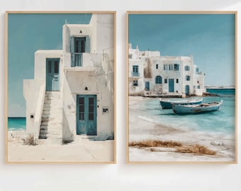 Greece Wall Art Print, Mykonos Wall Art, Mediterranean Wall Art Print, Greek Print, Santorini Digital Art, Mediterranean Decor