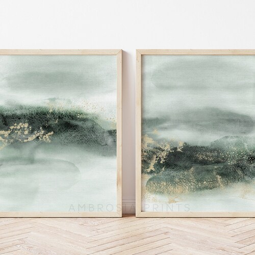 Green Wall Art Set of 2 Sage Green Wall Art Green Wall Art Etsy