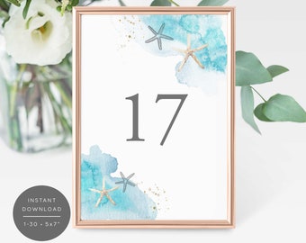 Tropical Themed Wedding Table Numbers 1-10 5x7 Tropical Themed Wedding Table Numbers 1-10 5x7