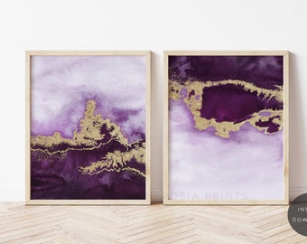Purple Gold Abstract Etsy