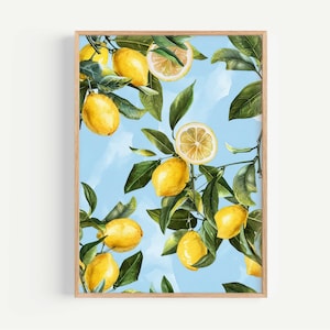 Lemon Wall Art, Mediterranean Wall Art Print, Kitchen Wall Art Printable,  Greece Italy Wall Art Print, Mediterranean Decor, Kitchen Decor