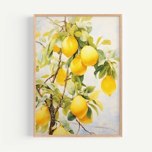 Mediterranean Wall Art Print, Lemon Wall Art, Lemon Tree, Italy Wall Art Print, Mediterranean Decor, Italian Art, Greek Wall Art, Digital