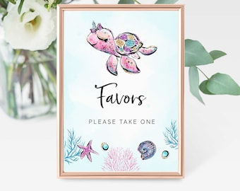 Under the Sea Favors Sign Printable, Take A Favor Sign, Beach Under the Sea Table Signs, Under the Sea Baby Shower Decorations, T2