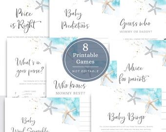Beach Baby Shower Games, Under the Sea Baby Shower Games Bundle, Sea Shell Shower Games, Ocean Baby Shower Games Printable, B10