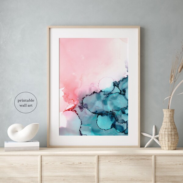 Pink Teal Art Etsy