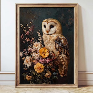 Dark Academia Wall Art, Moody Owl Wall Art, Gothic Prints, Antique Vintage Prints, Dark Cottagecore, Vintage Owl Art, Digital
