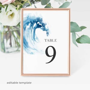 Beach Wedding Table Numbers Printable, 5x7, Beach Wedding Signs, Ocean Wedding Table Numbers, Sea Shell Wedding Table Numbers, N5
