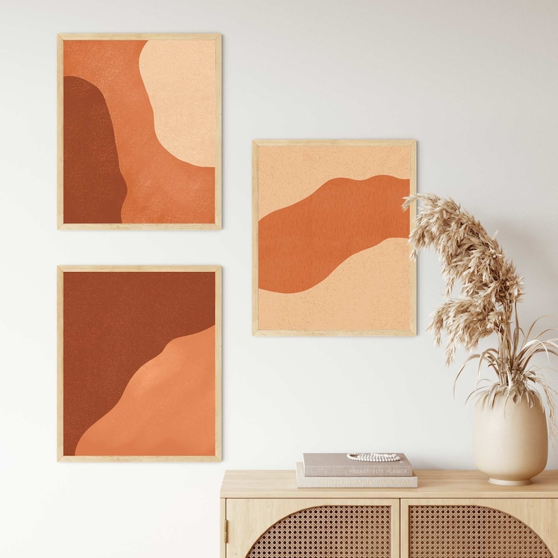 Burnt Orange Prints Set Terracotta Wall Art Burnt Orange Etsy