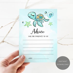 Advice for Parents To Be Cards Printable, Under the Sea Baby Shower Games, Under the Sea Advice Cards, Beach Baby Shower Games, Digital T2