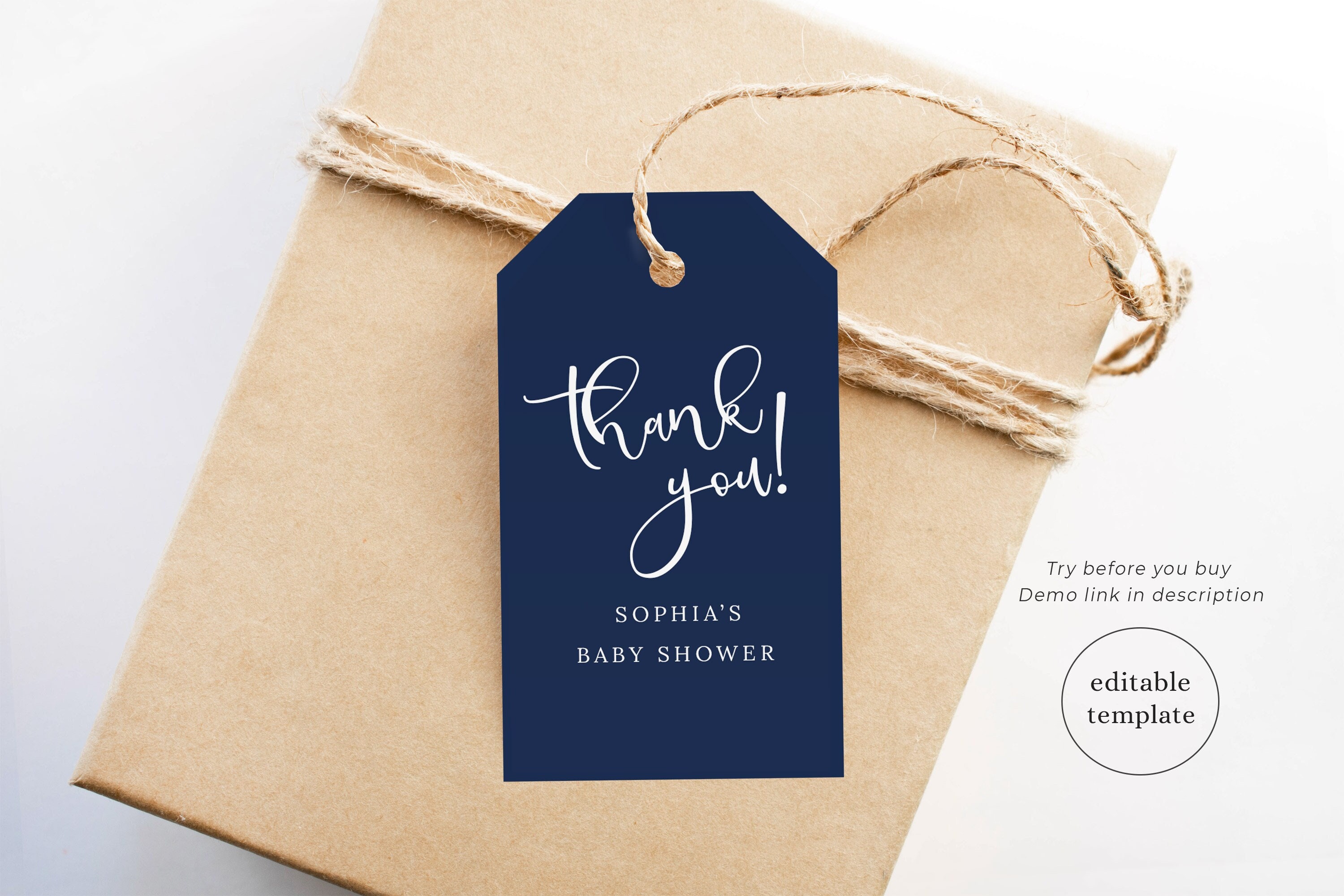 Navy Baby Shower Thank You Tags, Blue Baby Shower Favor Tags, Navy Blue Gift Tags, Bridal Shower Thank You Tag, Party Favor Tags, NB