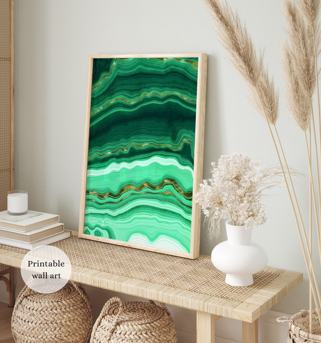 Emerald Green Wall Art Marble Wall Art Set Modern Green Wall Etsy