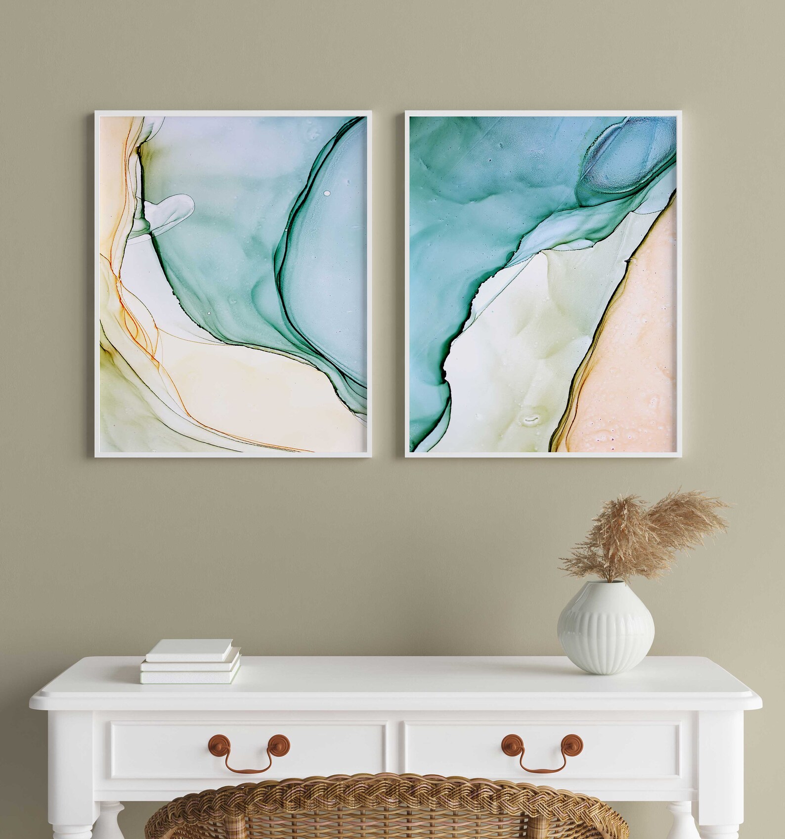 Abstract Blue Wall Art Set of 2 Modern Blue Wall Art Set Etsy