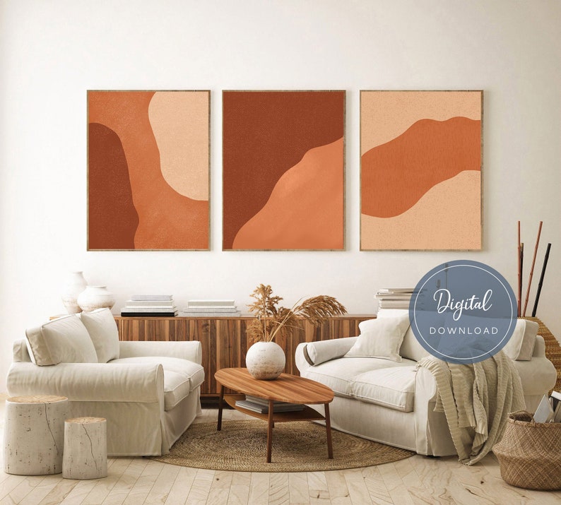 Burnt Orange Prints Set Terracotta Wall Art Burnt Orange Etsy