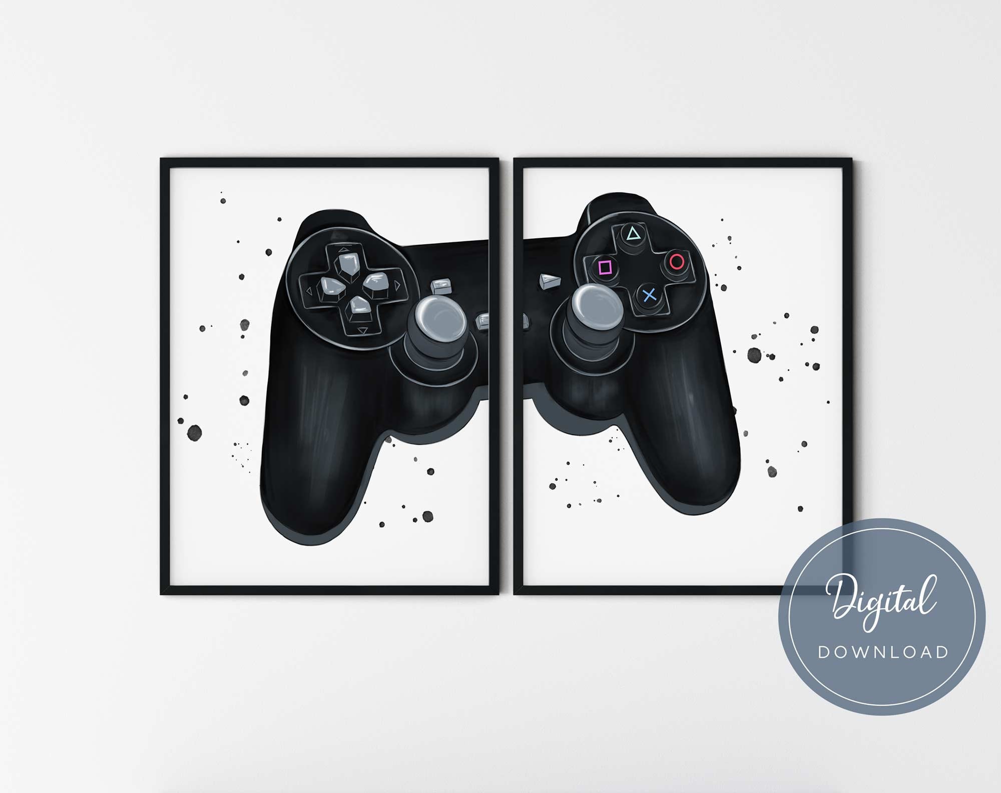 Gaming Wall Art Set Of 2 Printable Gaming Prints Set Geek Etsy