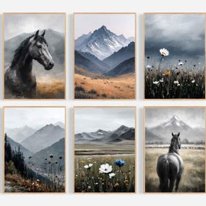 Vintage Mountain Wall Art Set, Moody Mountain Prints, Misty Forest Art, Rustic Landscape Wall Art, Vintage Landscape, Digital Download