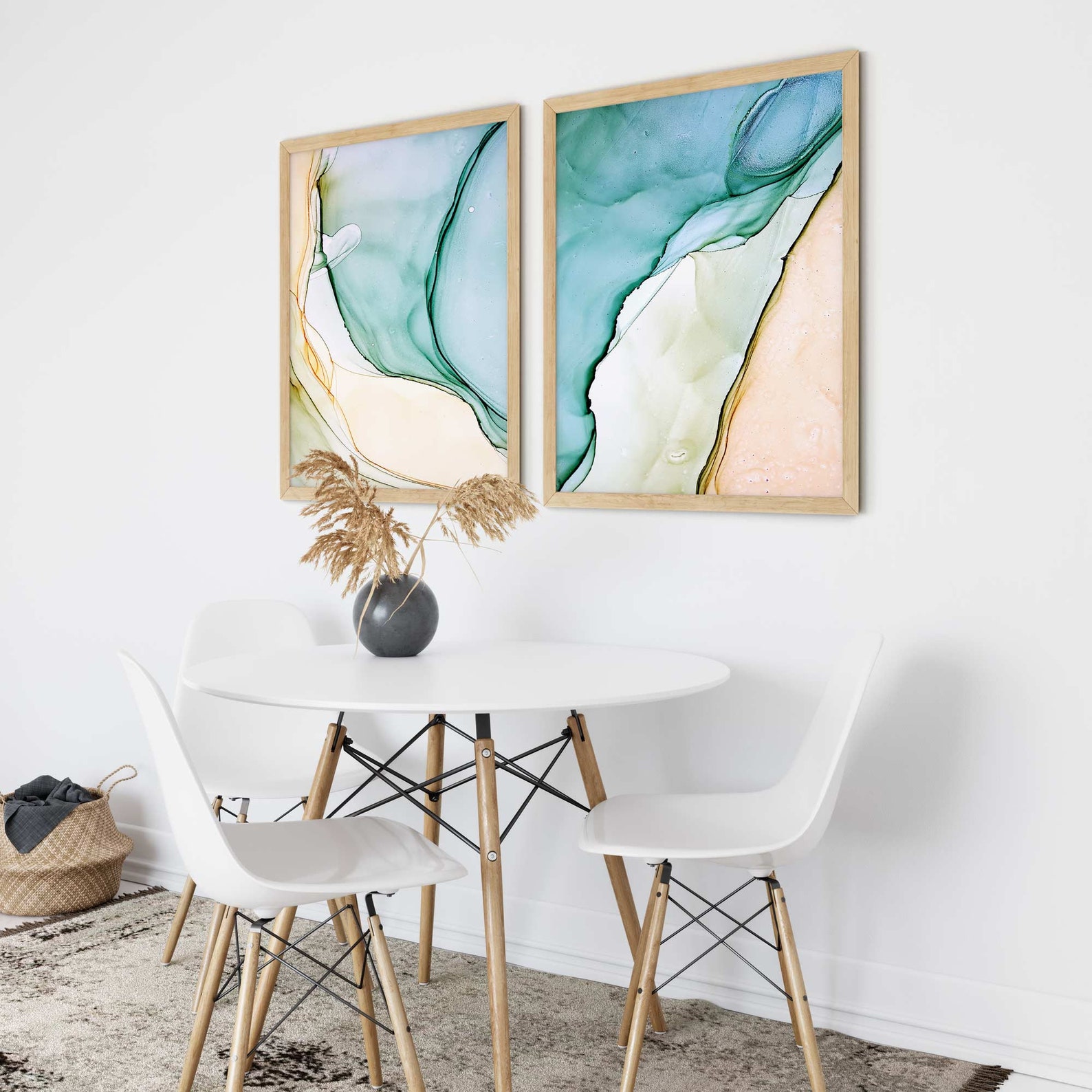 Abstract Blue Wall Art Set of 2 Modern Blue Wall Art Set Etsy