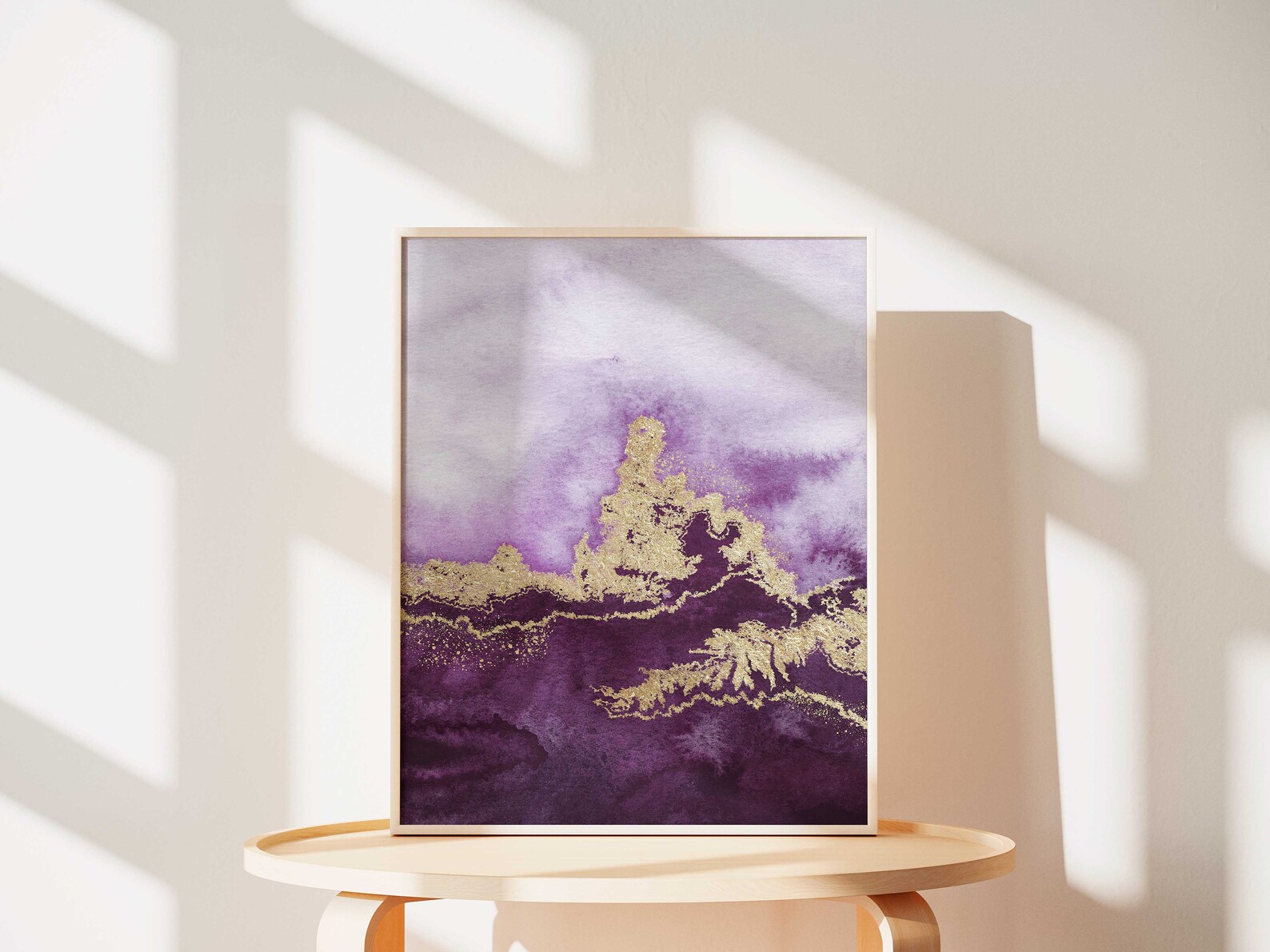 Purple Gold Wall Art Abstract Purple Wall Art Set of 2 Etsy