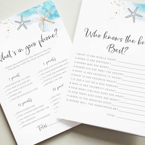 Beach Bridal Shower Games, Editable Template, Ocean Bridal Shower Games ...