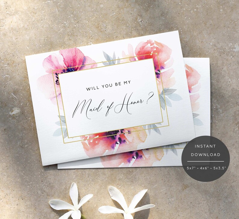 Maid of Honor Proposal Card Printable Blush Pink Proposal | Etsy